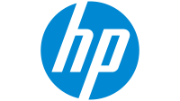 HP logo in blau
